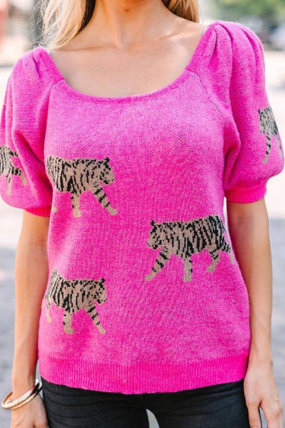 Sabana® | Jersey Estampado Tigre Rosa Fucsia