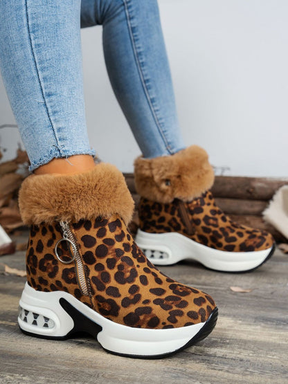 Zara® | Botas de plataforma de Estampado de Leopardo con Cremallera lateral