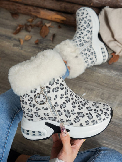 Zara® | Botas de plataforma de Estampado de Leopardo con Cremallera lateral