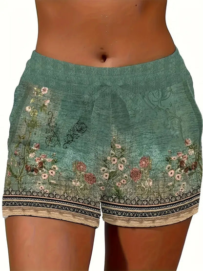 Teresa® | Shorts de cordón estilo bohemio con estampado floral