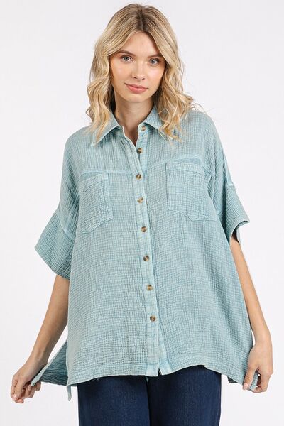 Sol® | Camisa oversize de gasa manga corta