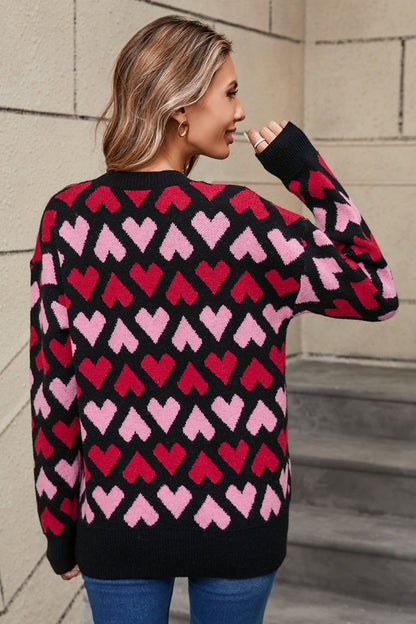 Sigrid® | Jersey con corazón en contraste y cuello redondo