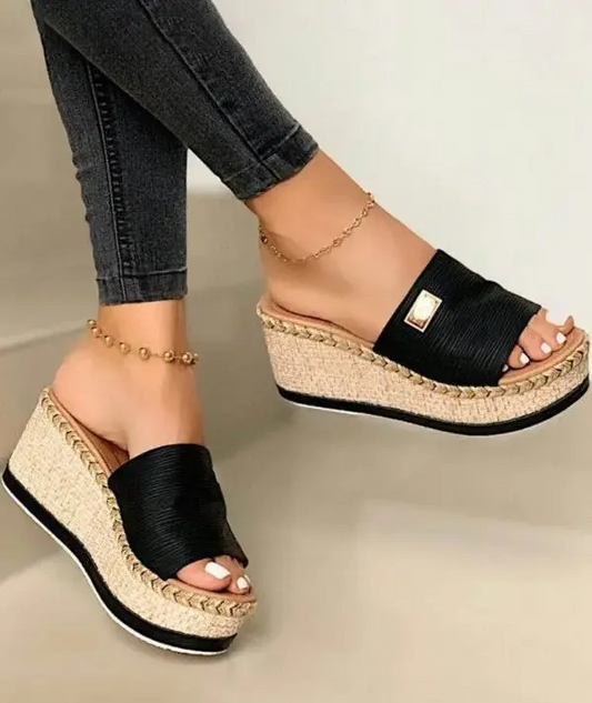 Olivia - Sandalias con cuña y puntera abierta