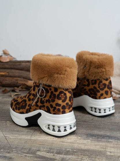 Zara® | Botas de plataforma de Estampado de Leopardo con Cremallera lateral