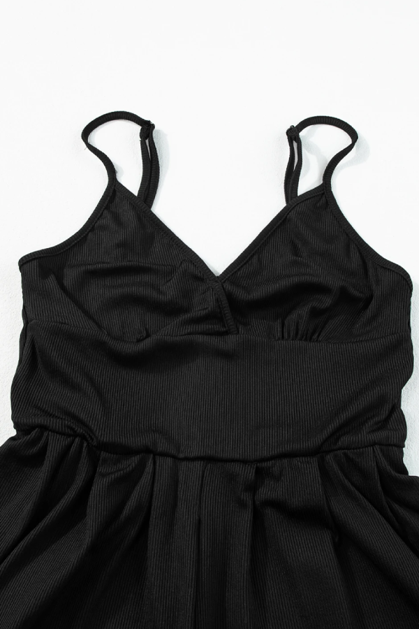 Zelda® | Mono camisero sexy negro con cuello en V, cintura alta y pierna ancha