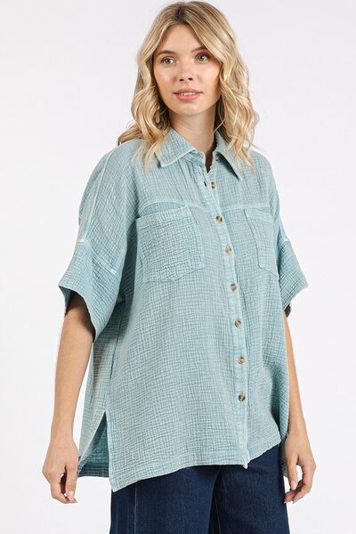 Sol® | Camisa oversize de gasa manga corta