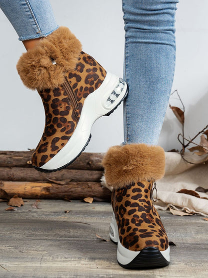 Zara® | Botas de plataforma de Estampado de Leopardo con Cremallera lateral