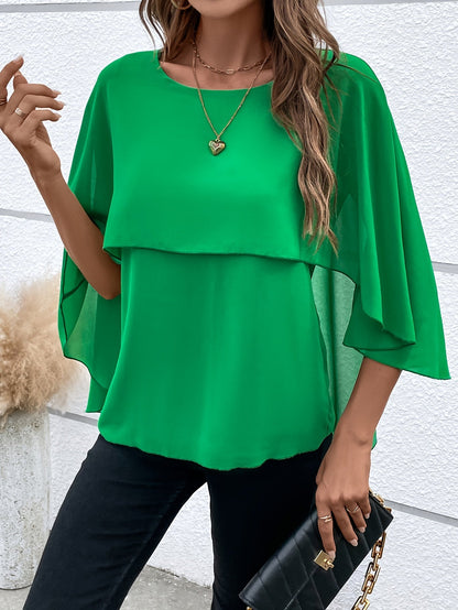 Zelia® | Elegante blusa lisa a capas