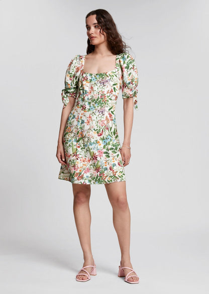 Wanda® | Vestido mini de lino estampado con lazo