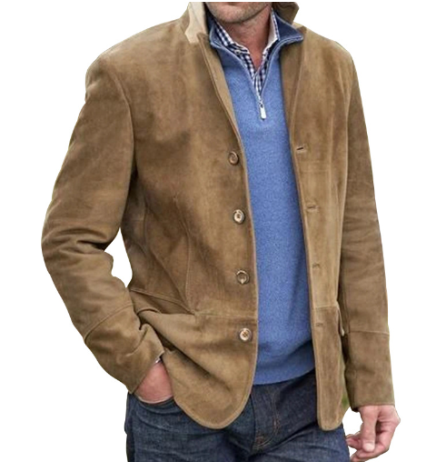 Herren Classic Solid Farbe Vintage Casual Button Jacke Down