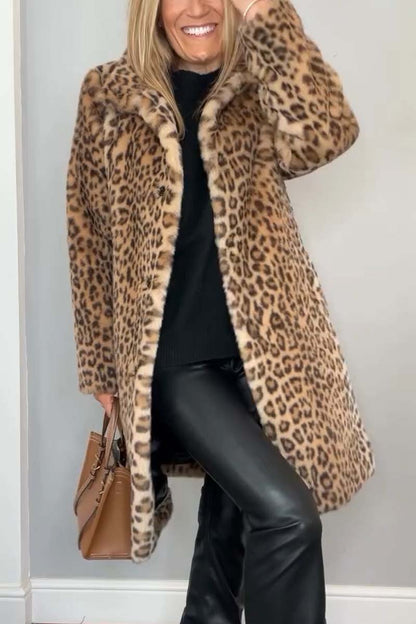 Sol® | Abrigo de invierno clásico para mujer con estampado de leopardo.