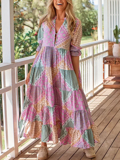 Signy® | Vestido maxi escalonado boho vintage