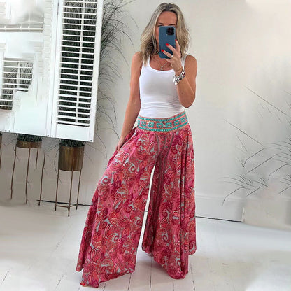 Carolina - Pantalón de cintura elástica con estampado bohemio