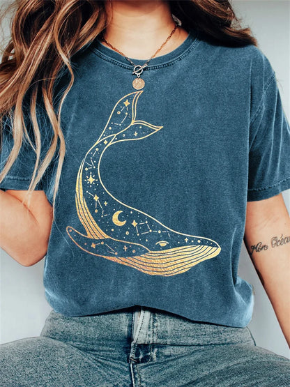 Camiseta Graphic vintage washed whale Celestial