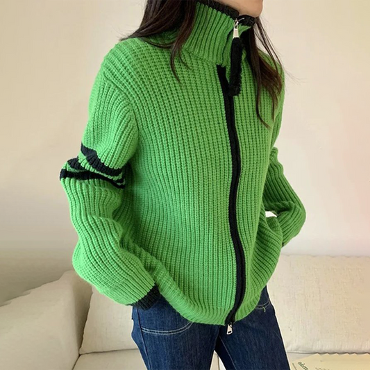 Andrea – Jersey Verde con Cuello Alto