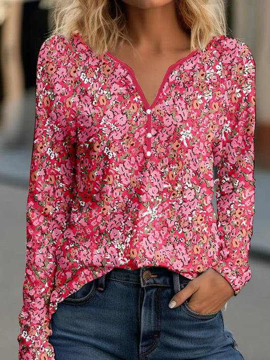 Camiseta casual con muescas florales