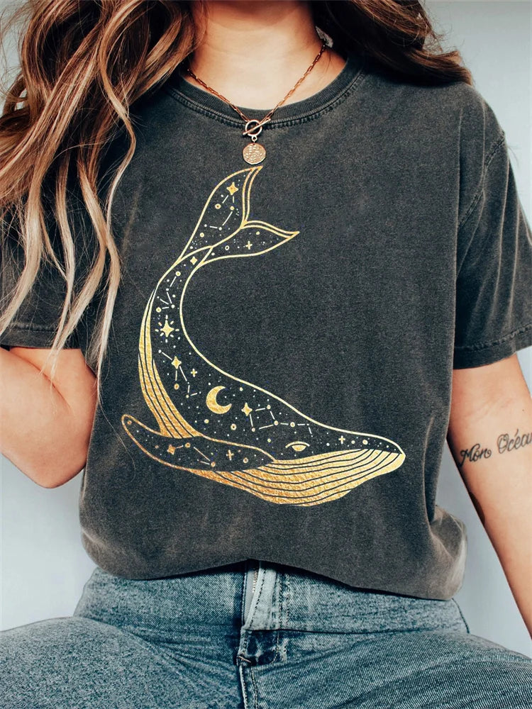 Camiseta Graphic vintage washed whale Celestial