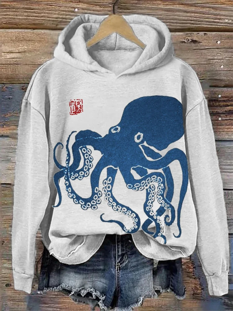 Sudadera japonesa con capucha de Lino Art Octopus