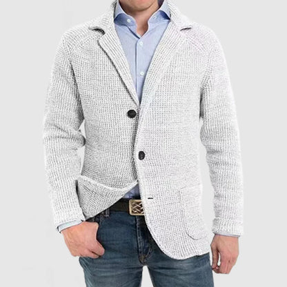 Carlo - Chaqueta de punto de manga larga con bolsillo de solapa elegante para hombre