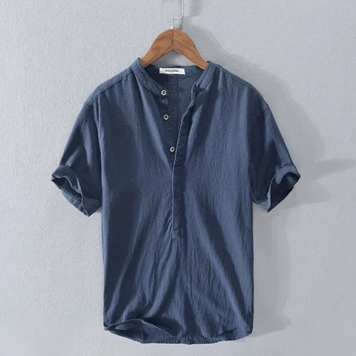 Camisa de manga corta casual de lino