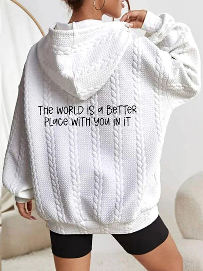 Sudadera con capucha de mujer Stay The World is Better With You In It Suicide Awareness Cable Hoodie