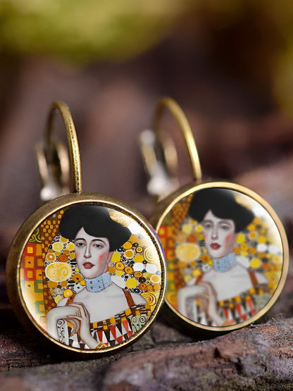 Pendientes de arte de pintura al óleo vintage