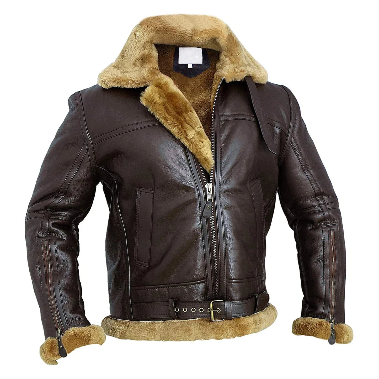 RAF B3 - Ginger Real Shearling Piel de oveja de cuero Chaqueta de Bomber