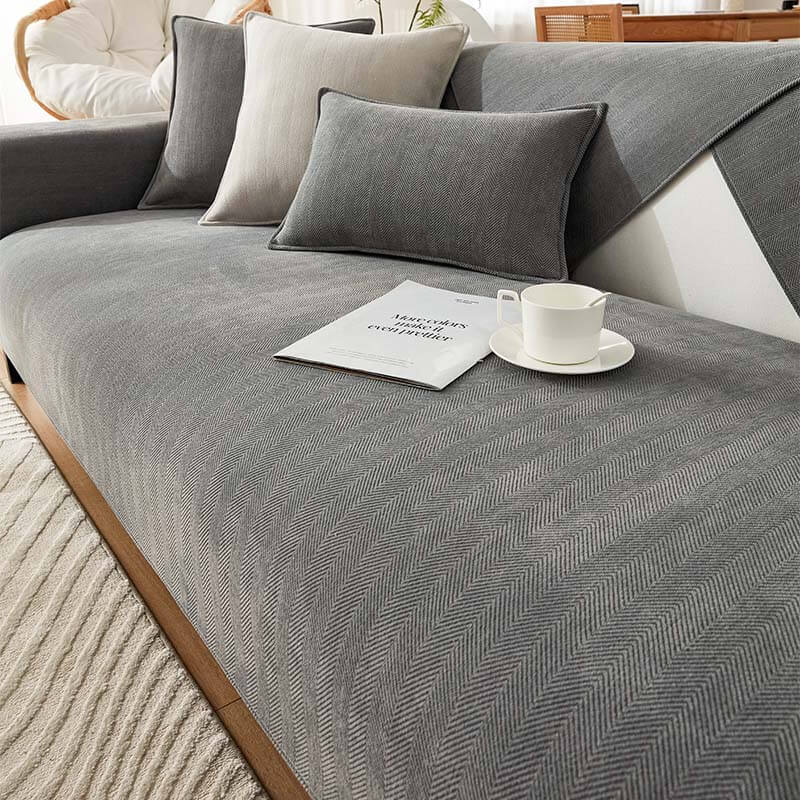 Herringbone Chenille Tela Protector de Muebles Funda de sofá