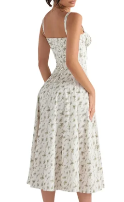 Vestido corpiño floral cintura ceñida