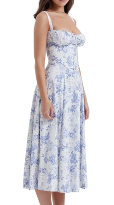 Vestido corpiño floral cintura ceñida