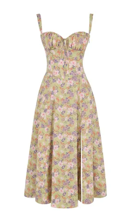 Vestido corpiño floral cintura ceñida