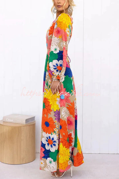 Bloom forever maxi vestido con cintura elástica y estampado floral