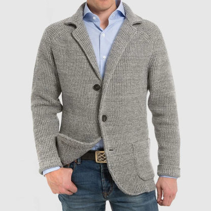 Carlo - Chaqueta de punto de manga larga con bolsillo de solapa elegante para hombre