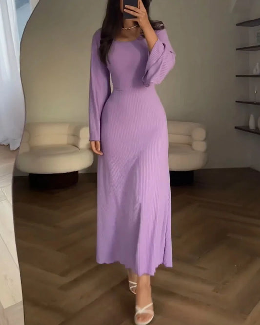 Linda - Vestido de punto elegante con lazo en la cintura