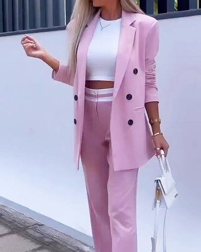 Conjunto de dos piezas de traje liso y pantalón informal