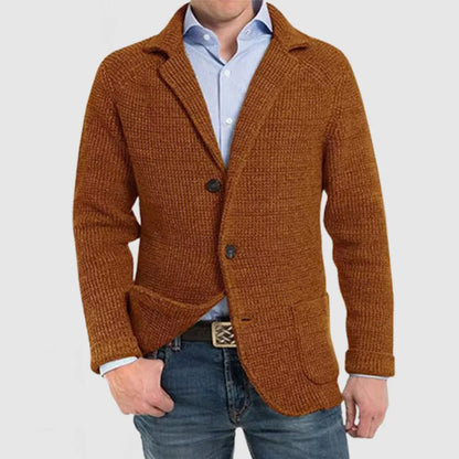 Carlo - Chaqueta de punto de manga larga con bolsillo de solapa elegante para hombre