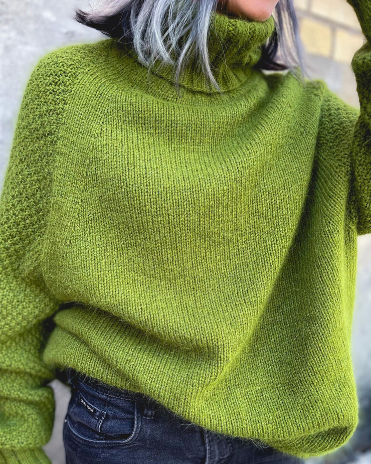 Jersey de punto de cuello alto verde hierba