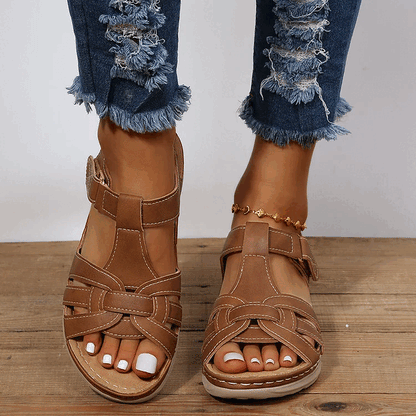 Sandalias ortopédicas comfort vintage de piel