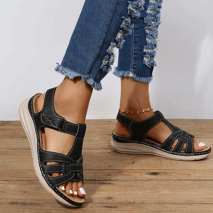 Sandalias ortopédicas comfort vintage de piel