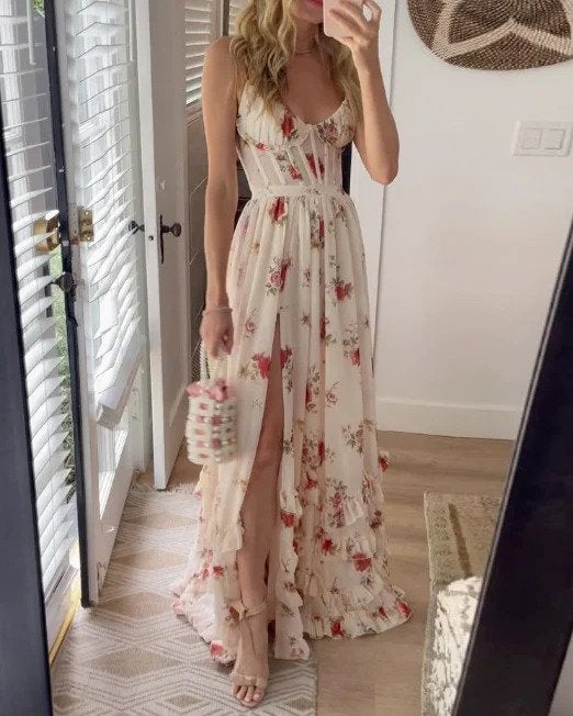 Vestido sin mangas con cintura estampada