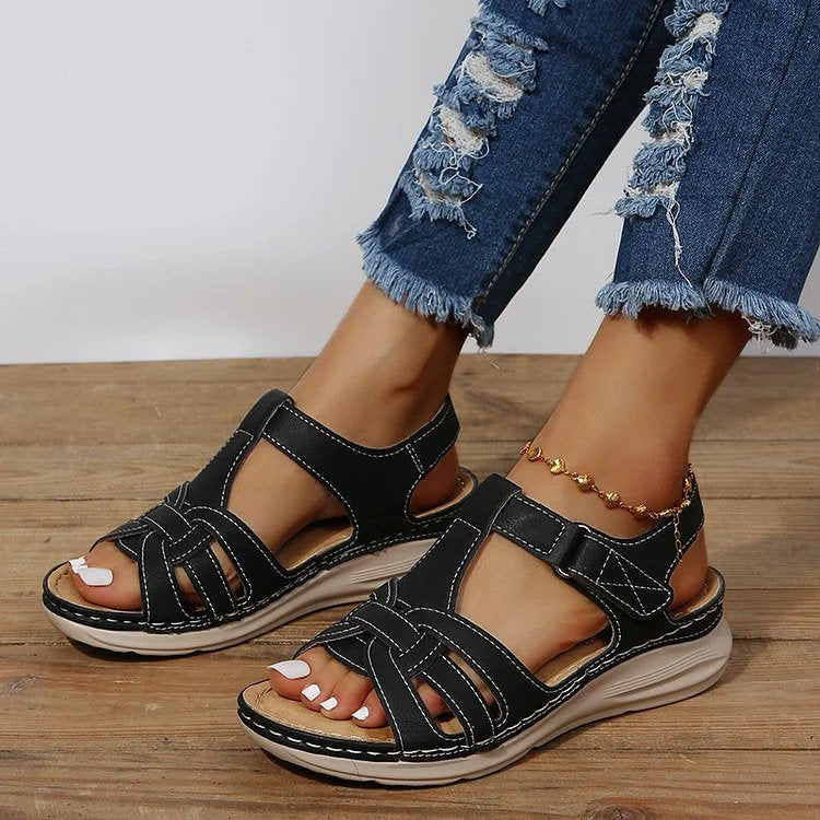 Sandalias ortopédicas comfort vintage de piel